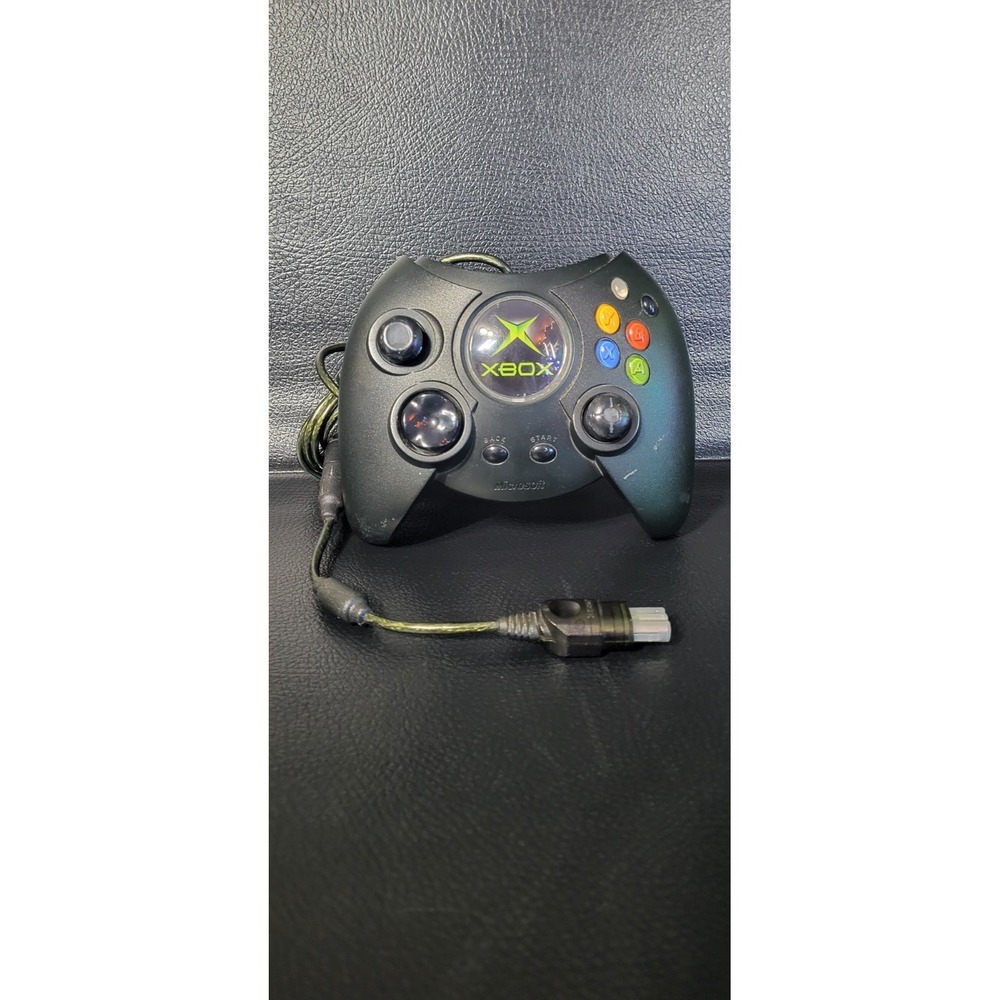 Microsoft Original Xbox Controller OEM S Type Wired Black w/ Breakaway Tested